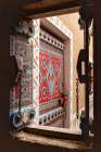 Saudi Arabia, Riyadh. Colorfully painted window in Najd Village. Art Print